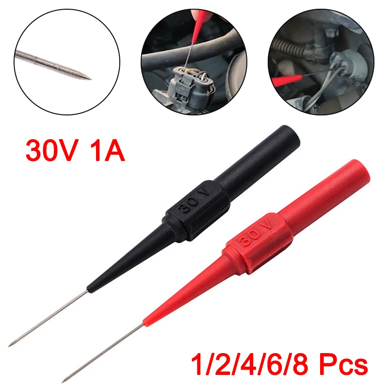 2/4/6/8pcs Car Tip Probes Diagnostic Tools Auto Multimeter Test Leads Extention Back Piercing Needle Tip Probes Mechanical Tools