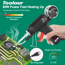Toolour 80W Digital Soldering Gun Kit with Adjustable Temp 180-520°C Auto Send Tin Soldering Iron for Electronic Welding Repair