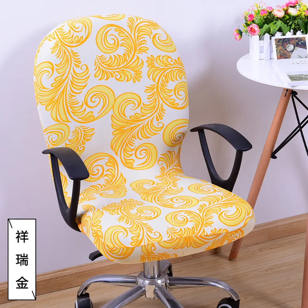 Gold Small Size Office Chair Cover for Computer Desk Chair Stretch Fabric Protector Reactive Dyed Soft Comfortable Machine
