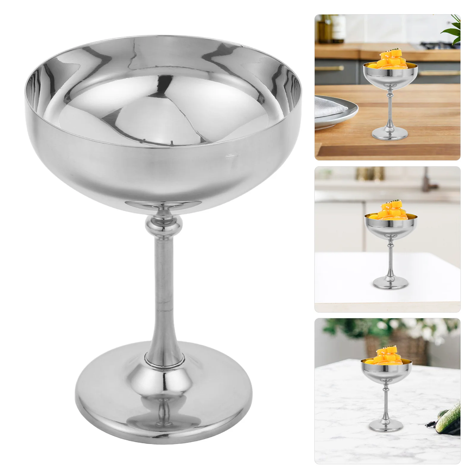 

Stainless Steel Dessert Cup Footed Design Easy Clean Cute Pudding Bowl Cocktail Glass for Home Bar Party Use Fruit Pudding Cups