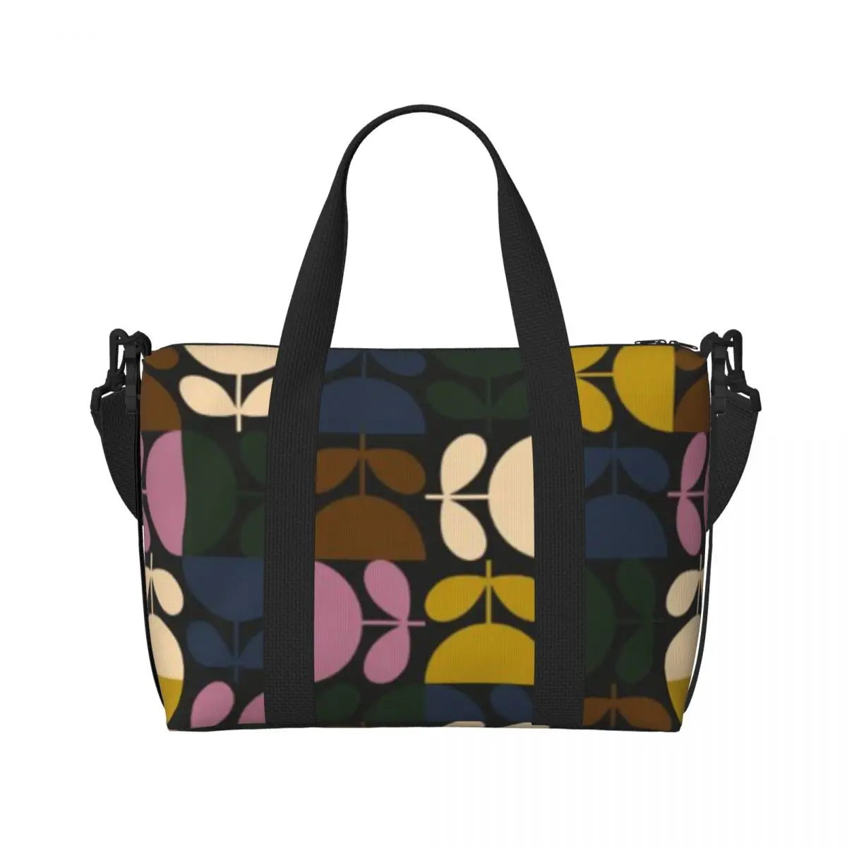 Custom Orla Kiely Multi Stem Geometric Tote Bag Women Large Capacity Scandi Mid Century Modern Gym Beach Shoulder Travel Bag