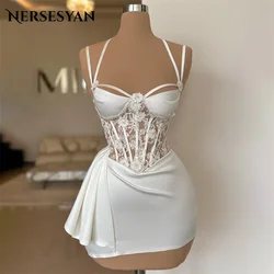 Nersesyan Bohemia Appliques Mini Evening Dresses Satin Sweetheart Sleeveless Bride Gown Pleats Cocktail 2023 Vestidos De Fiesta