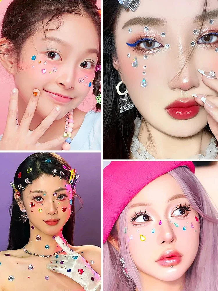 DIY Color Rhinestones Crystal Acrylic Tattoo Sticker Children\'s Stage Show Eyes Face Makeup Decoration Tools Phone Drill Sticker