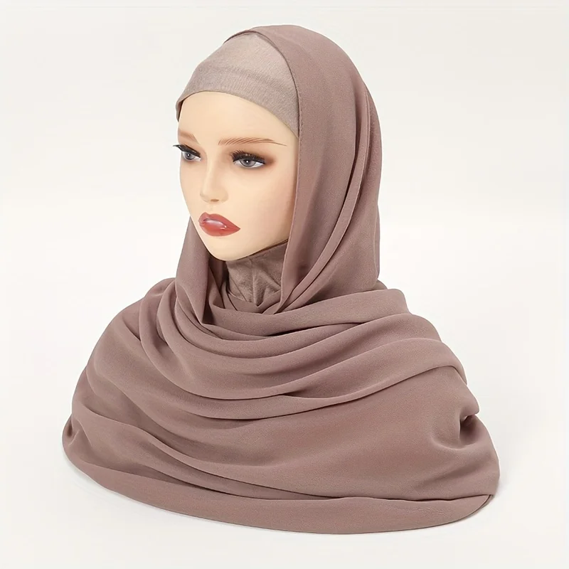 Solid Color Muslim Chiffon Hijab Scarf Fashion Women Ramadan Long Shawls Bandana Turban Head Scarf Classic Head Wrap