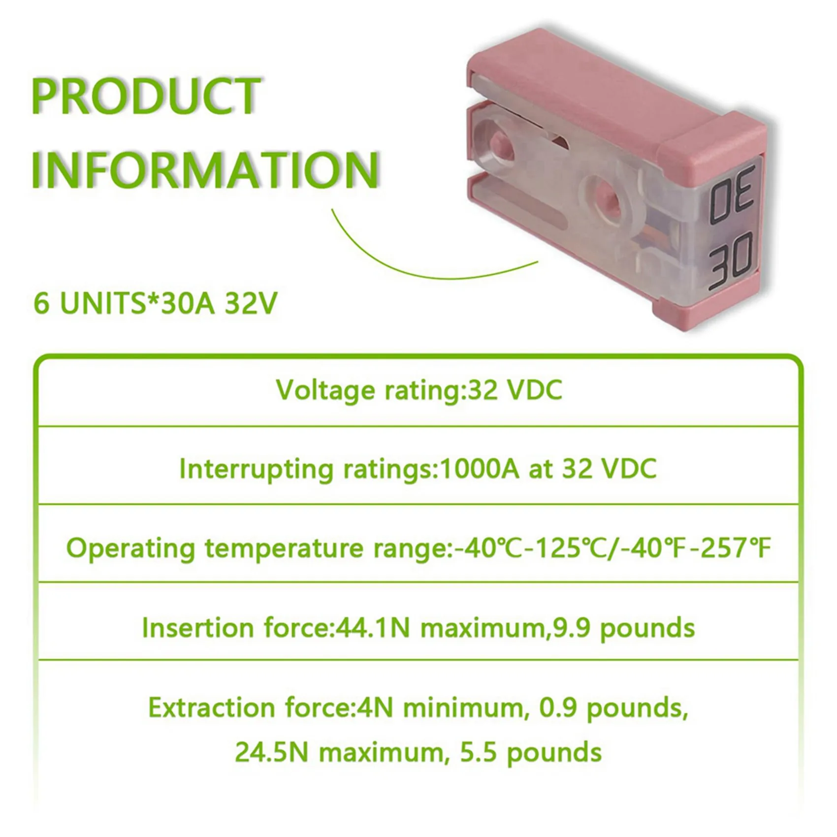 AB34-30A 32V Mini Slot Automotive MCASE Fuse Kit For Car Power And Brake Control, 24 Pack For Automotive Repair Workers