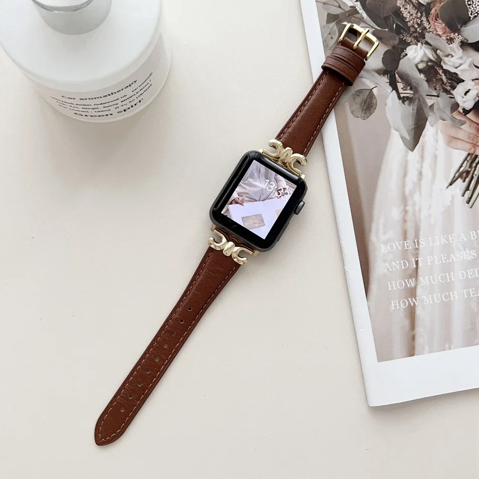 Кожаный ремешок из телячьей кожи с маслом и воском для Apple Watch Band S10 Ultra 2 49 мм IWatch 9 8 7 6 SE 5 38/40/41/42/44/45/46 мм Роскошный браслет