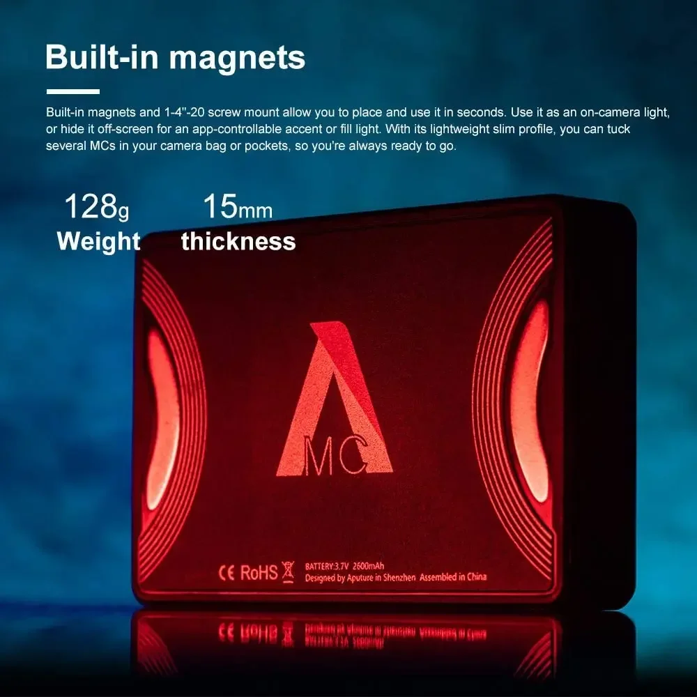 Aputure MC AL-MC RGBWW LED Lights 3200K-6500K Photography Lighting CCT Control AL-MC Mini RGB Light Video Lamp Sidus Link App