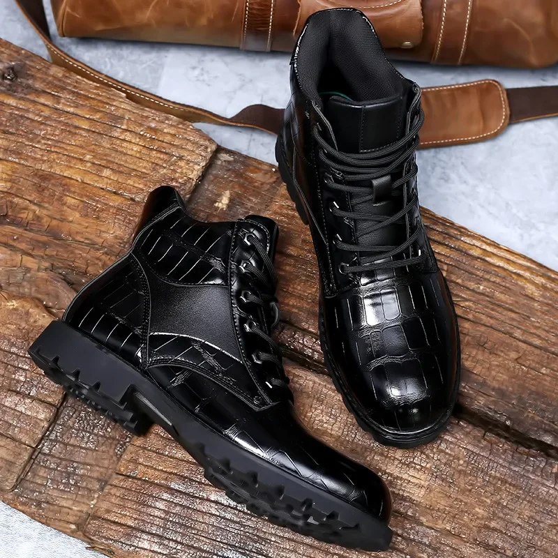 Botas de tacón cuadrado para hombre, zapatos de vestir, diseño de ocio, moda, diseñador, Otoño e Invierno