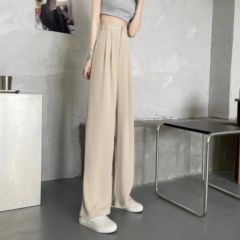 

Women's Pants Loose Straight Wide Leg Office Lady Suit Pants Woman Korean Fashion Casual Baggy Pants Y2k Streetwear Women