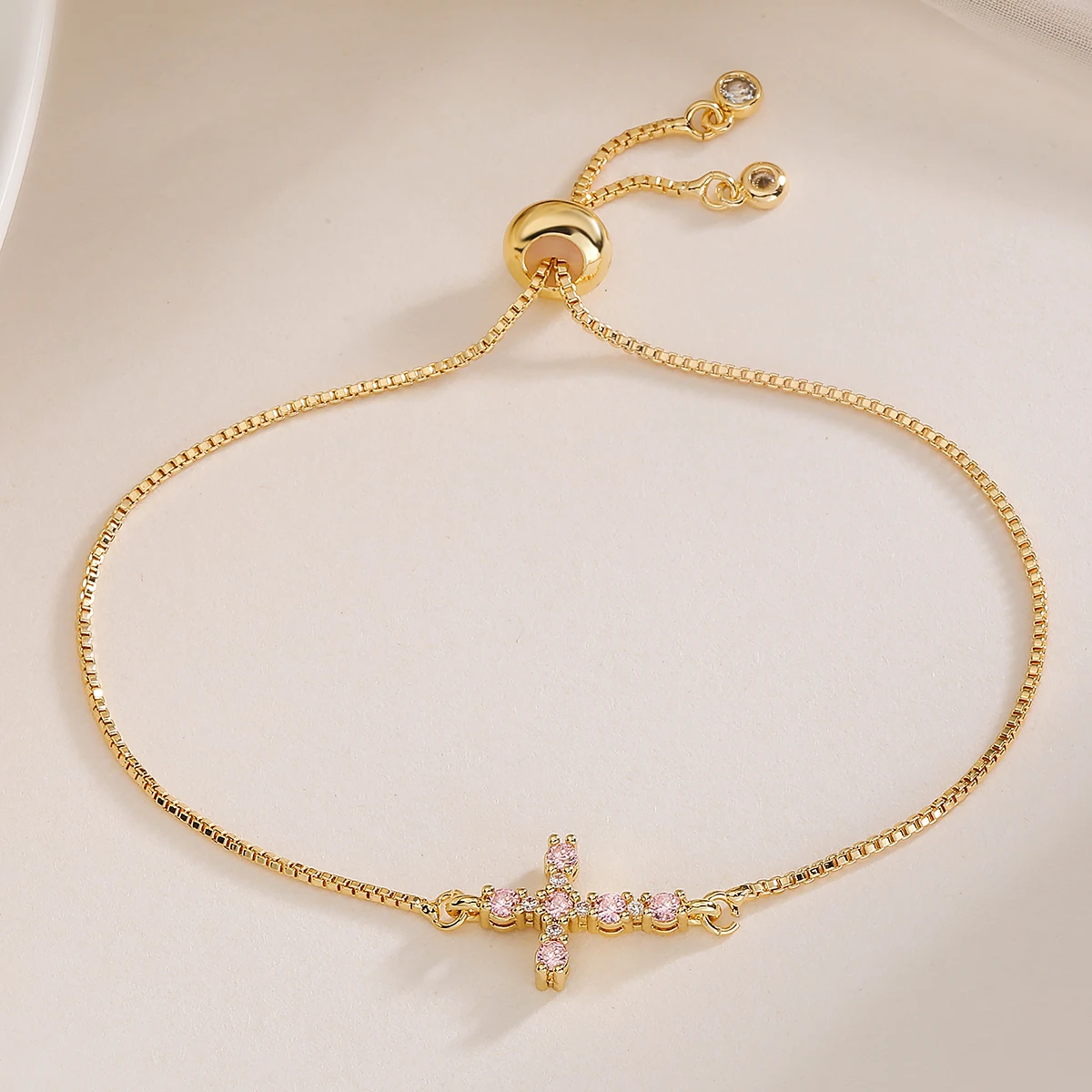 حساسة ملونة AAA تشيكوسلوفاكيا الزركون البطانة لطيف الصليب أساور ساحرة للنساء الذهب اللون النحاس مجوهرات فام بيجو