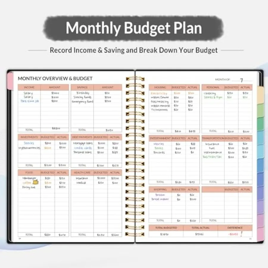 Budget Planner - Monthly Budget Book with Expense Tracker Notebook, Undated 12 Month Bill Organizer and Finance Planner to Mana view 4