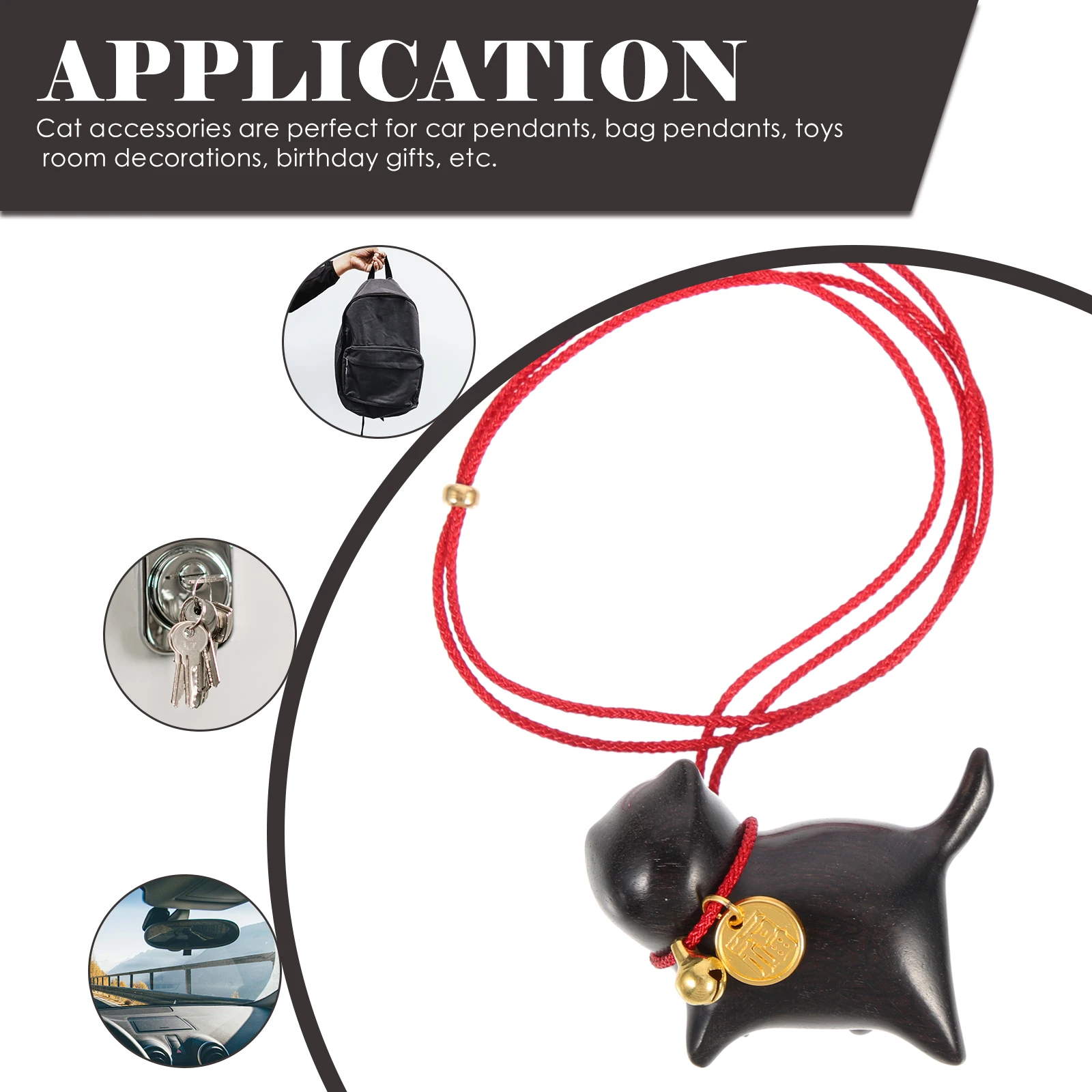 

Ebony Wooden Cat Pendant Car Hanging Accessories Black Ornaments Charm Decor DIY Crafts Exquisite Figurine Small Decorations