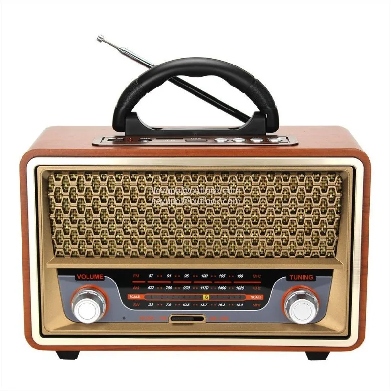220V Wooden Portable Home High Sensitivity And Deep Sound FM/AM/SW Full Band Radio With Wireless Bluetooth Stereo