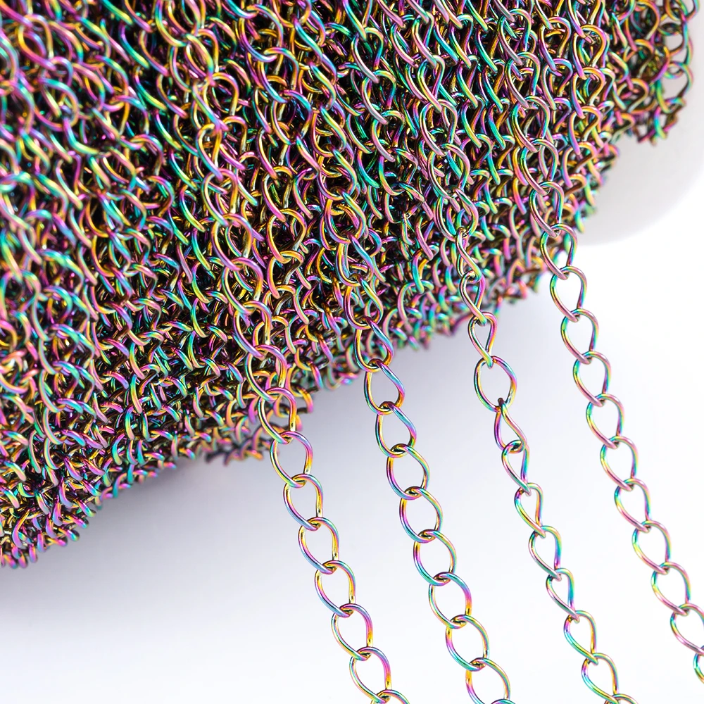 

2meters Colorful Extension Chain Stainless Steel O Shape Necklaces Bracelets Supplies Chain Accessories DIY Jewelry Making Bulk
