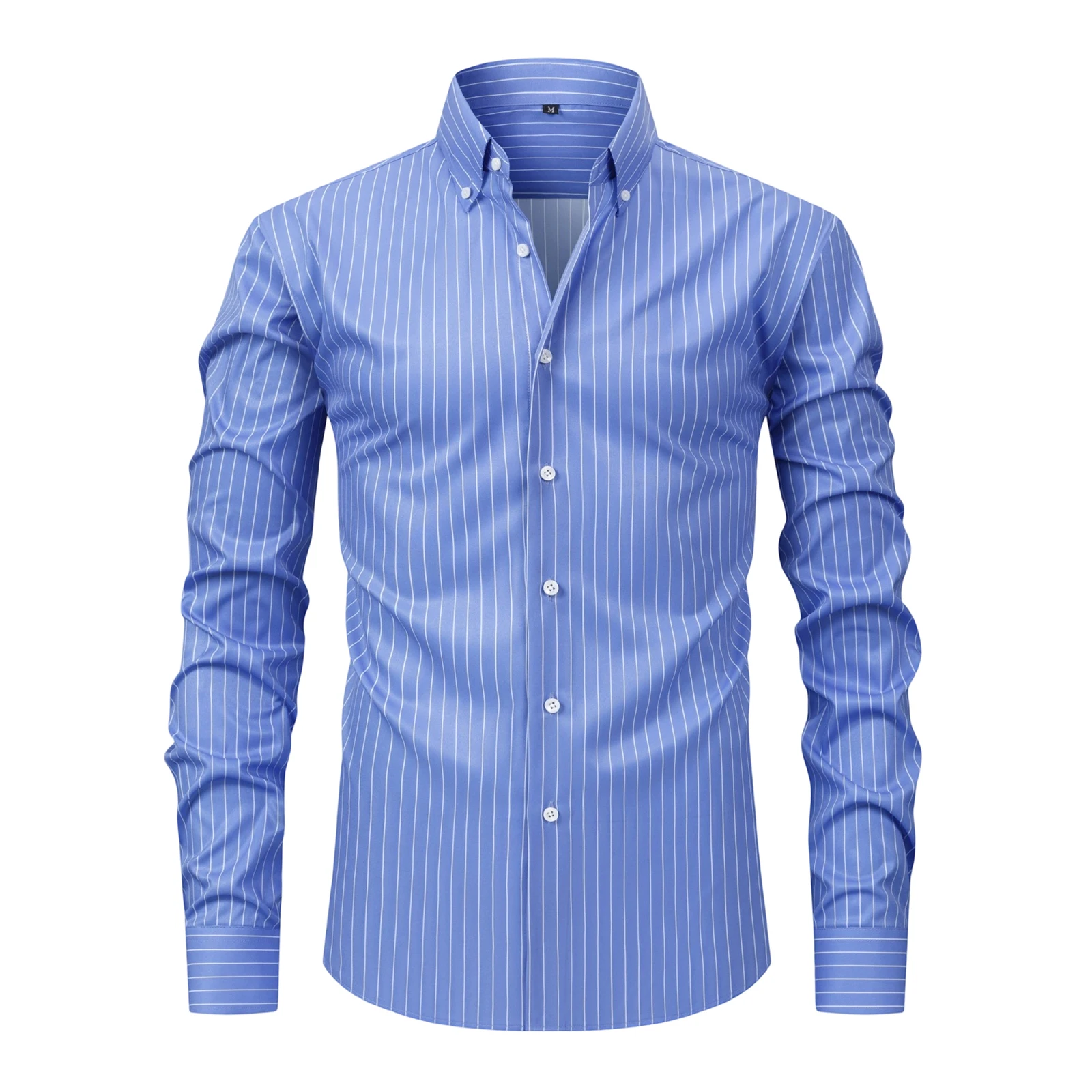 

Men s Spring Autumn Casual Tops Long Sleeve Turn Down Collar Button Up Striped Shirts