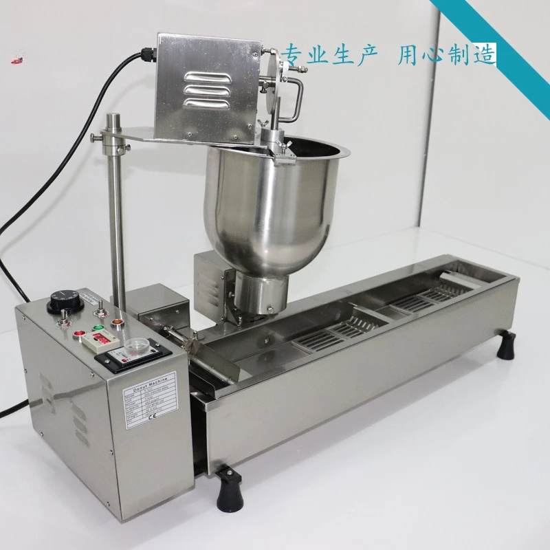 Single row donut machine, three sets of molds, can fry 500 per hour, mechanical version temperature control