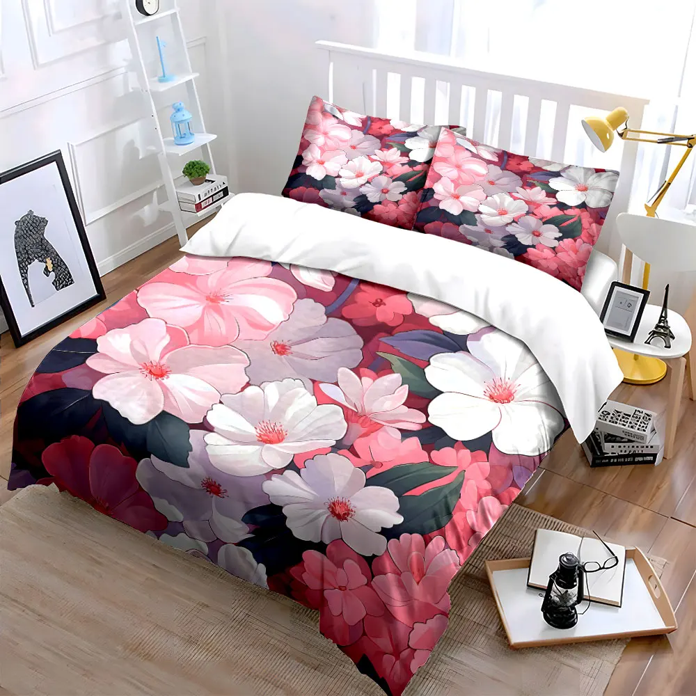 

"Floral Three-Piece Set for Decor" Exquisite three-piece bedding set gift for kids and adults