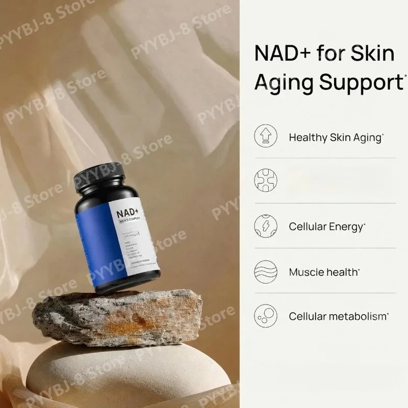 NAD+ Supplement for Men, 60 Veggie Capsules, Cellular Energy & Antioxidant Support, CoQ10 & Resveratrol, Daily Wellness