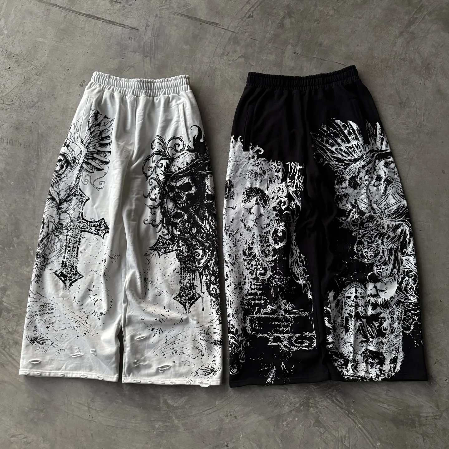 2026 Summer New Y2K Retro Casual Pants Gothic Skull Head Direct Spray Printed Floor Pants Extra Large Neutral Fashion Pants