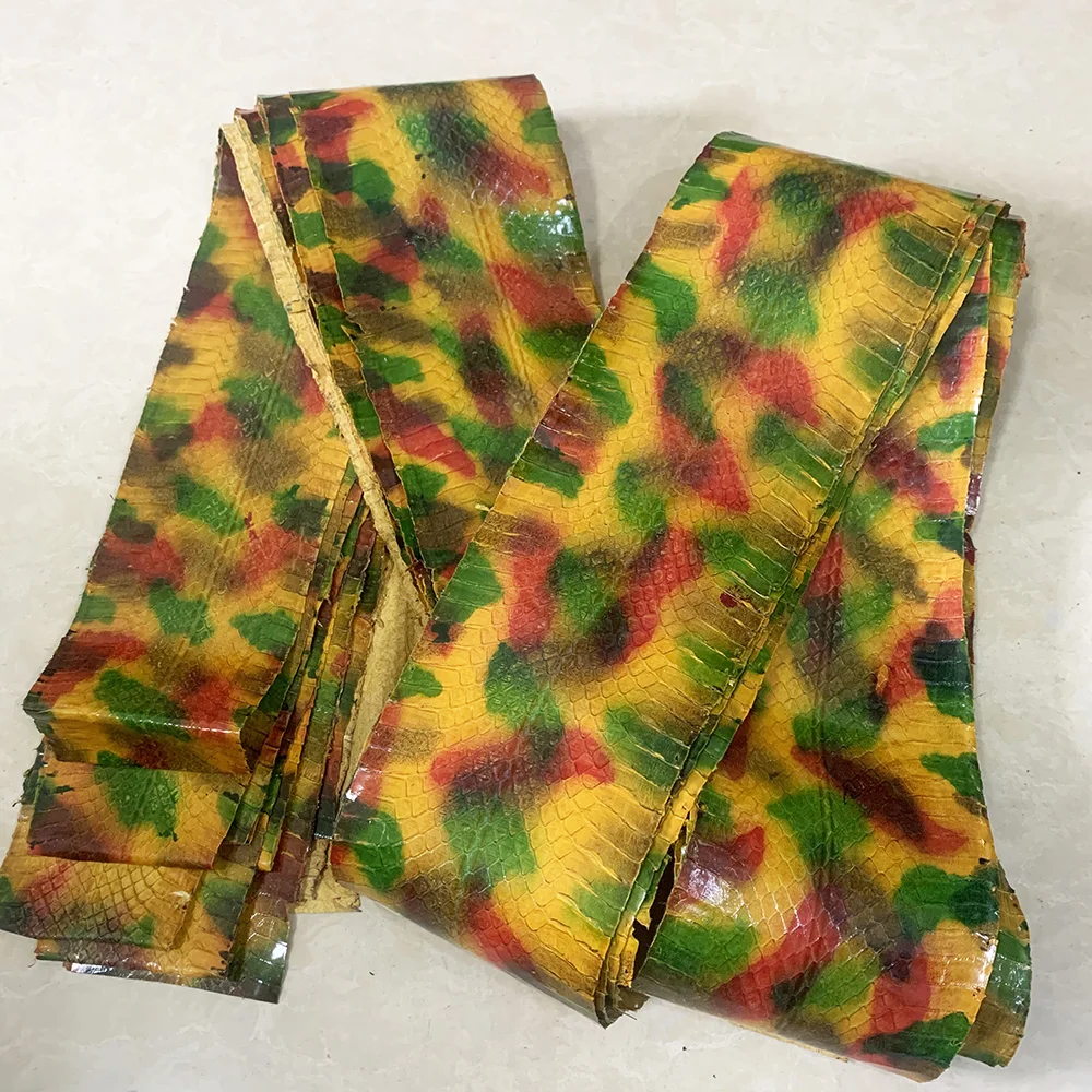 Colorful printed snake skin，High gloss surface, Printing, Phone Case,Belt, DIY,Handmade Watch Strap, Making Materials