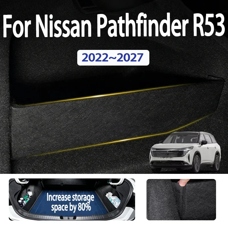 For Nissan Pathfinder R53 2022~2027 Car Thickening Trunk Storage Partition Multifunction Storage Box Auto Interior Accessories