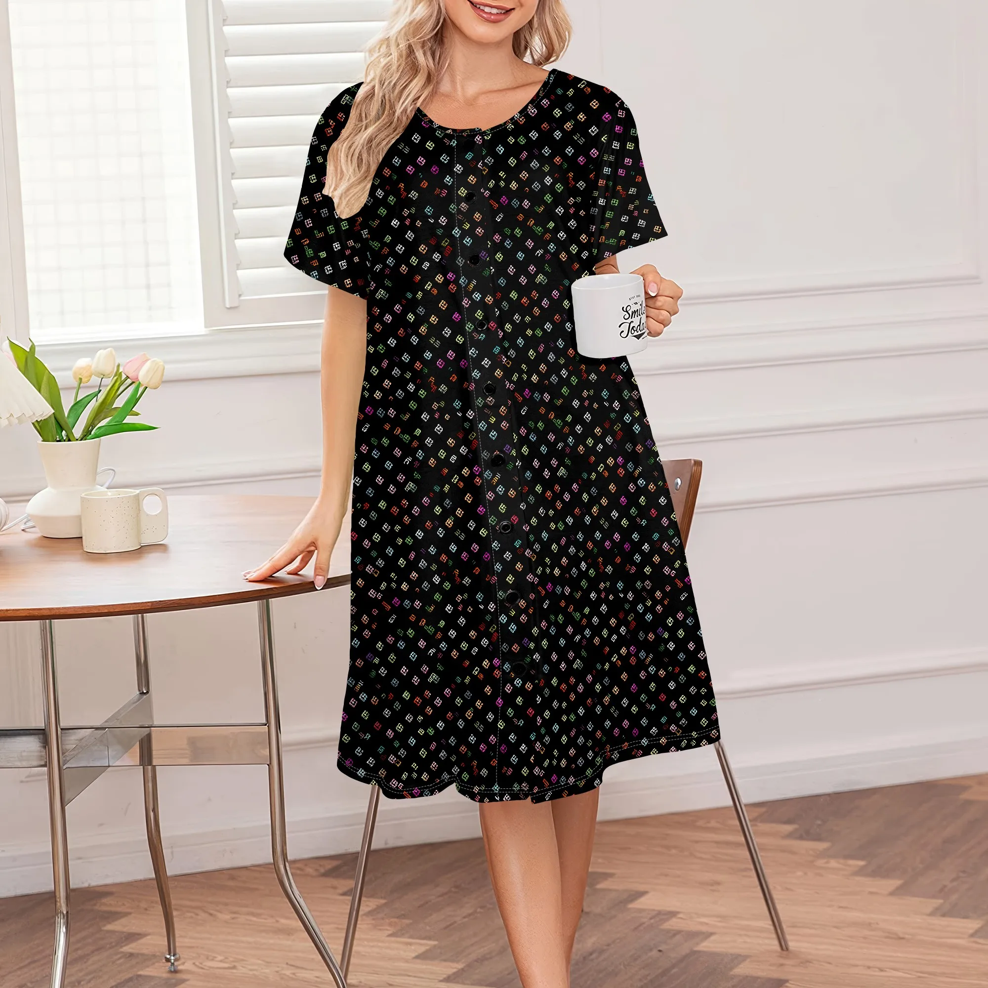 

Black Culture Floral Print Plus Size Dress Women's Casual Button-Down Summer Dress S-3XL Picnic or Vacation Wear