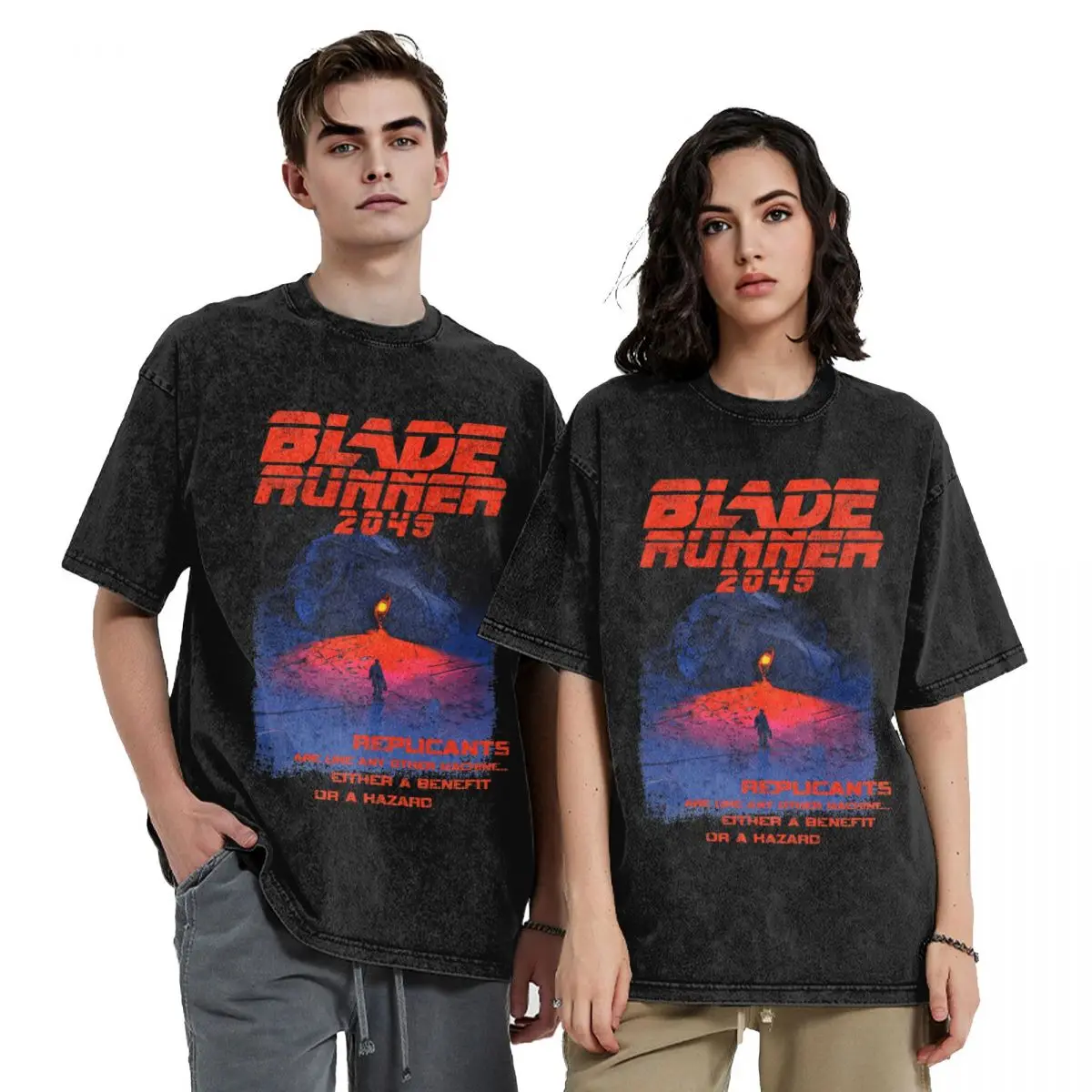 Blade Runner 2049 Washed T Shirts Streetwear Hip Hop Vintage T-Shirt Tees Men Women Short Sleeve Street Printed