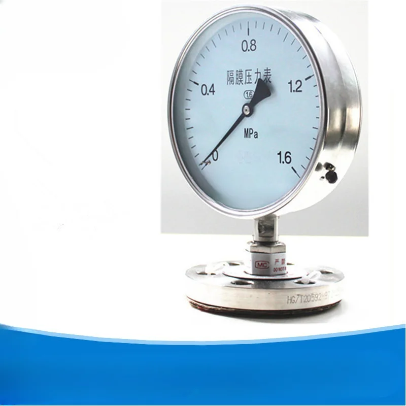 Diaphragm pressure gauge, PTFE-lined pressure gauge can be used for shock resistance 0-1.6 Mpa