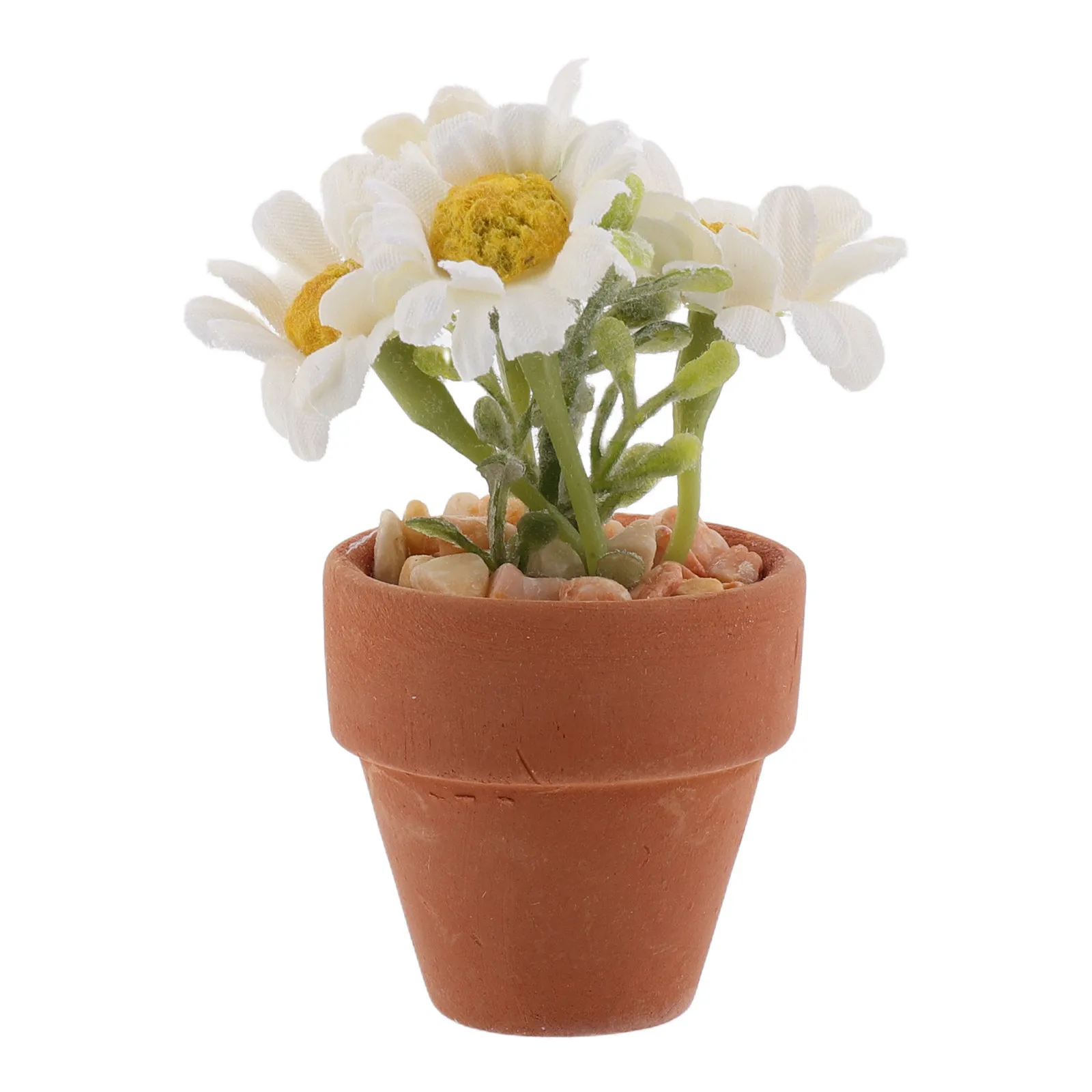 

Miniature Potted Daisy Faux Flower Simulation for Dollhouse Decor Office Desk Bookshelf Photography Prop Realistic Tiny Plant