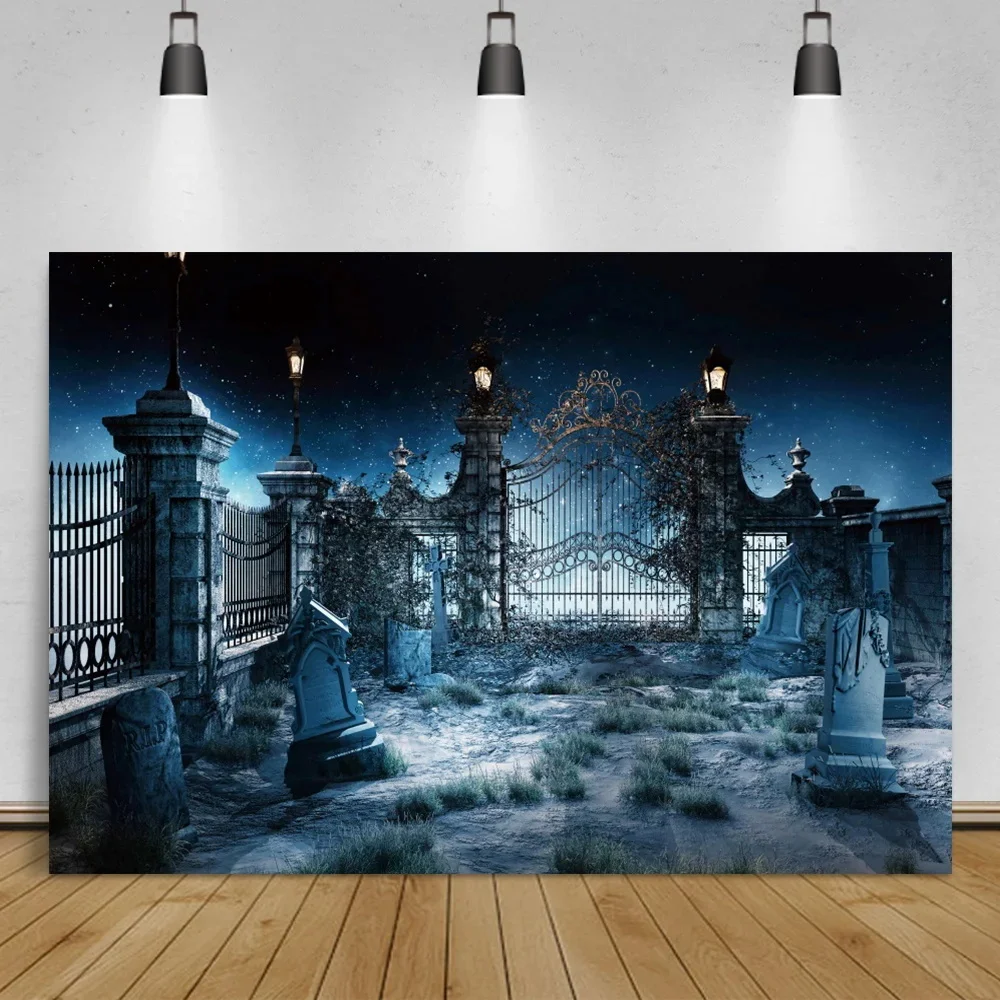 Halloween Backdrops For Photography Tomb Castle Witch Bat Terrible Night Pumpkin Lantern Baby Portrait Backgrounds Photocall