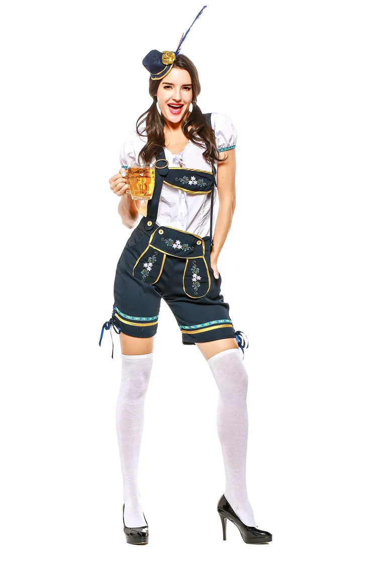 Deluxe German Oktoberfest Costume Lederhosen Bavarian Beer Featival Man Woman Bar Maid Outfit Couple Costumes