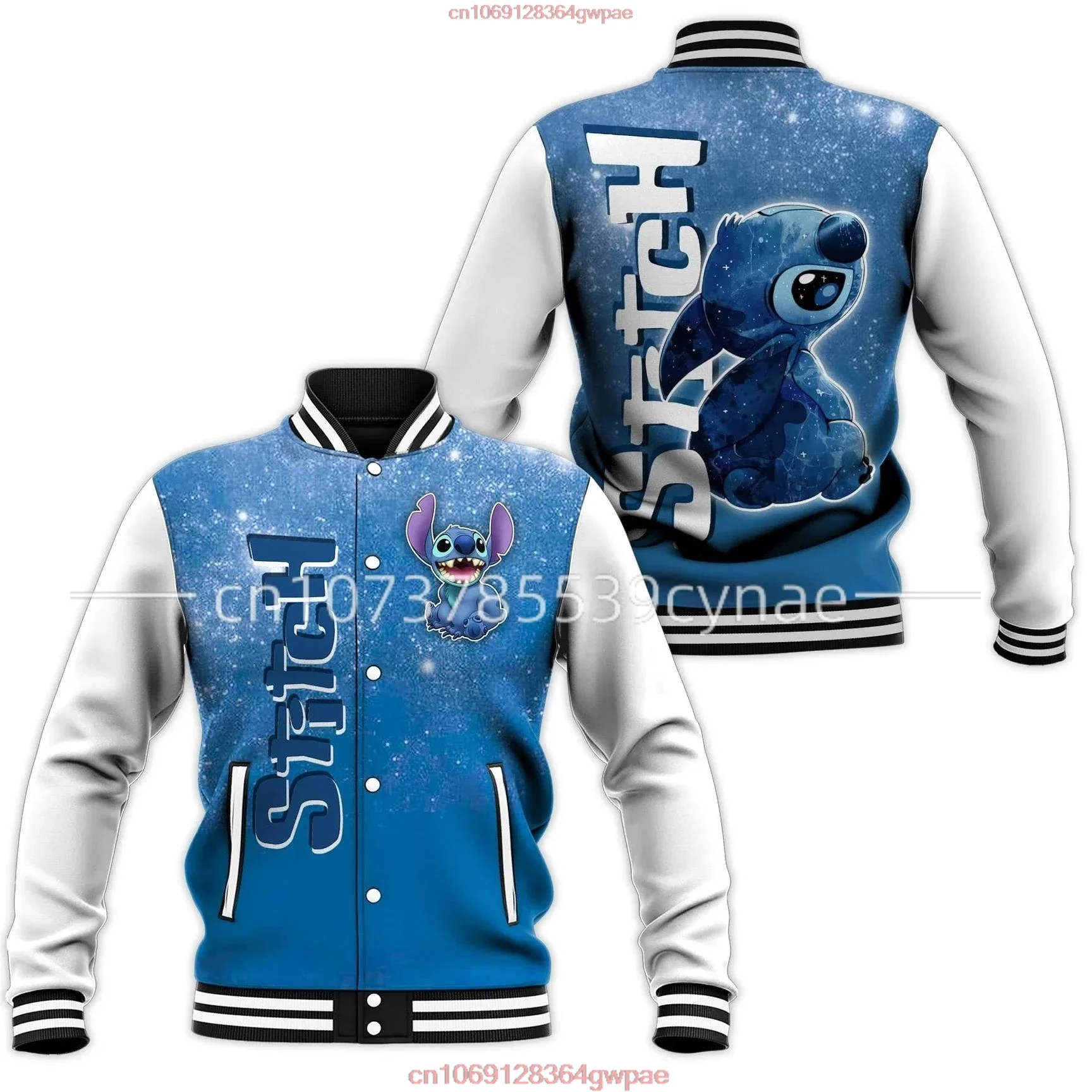 Disney Stitch Baseball Jacket Men's Women Hip Hop Harajuku Jacket Custom Name Streetwear Boys Girls Loose Coats