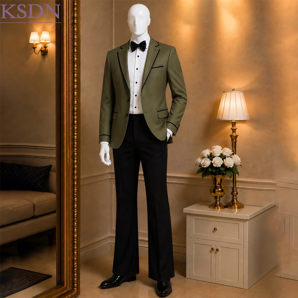 High Quality Slim Fit Men's Suits Skinny Fit Single Breasted Notch Lapel 2 Piece Jacket Pants For Event Customized Male Clothing