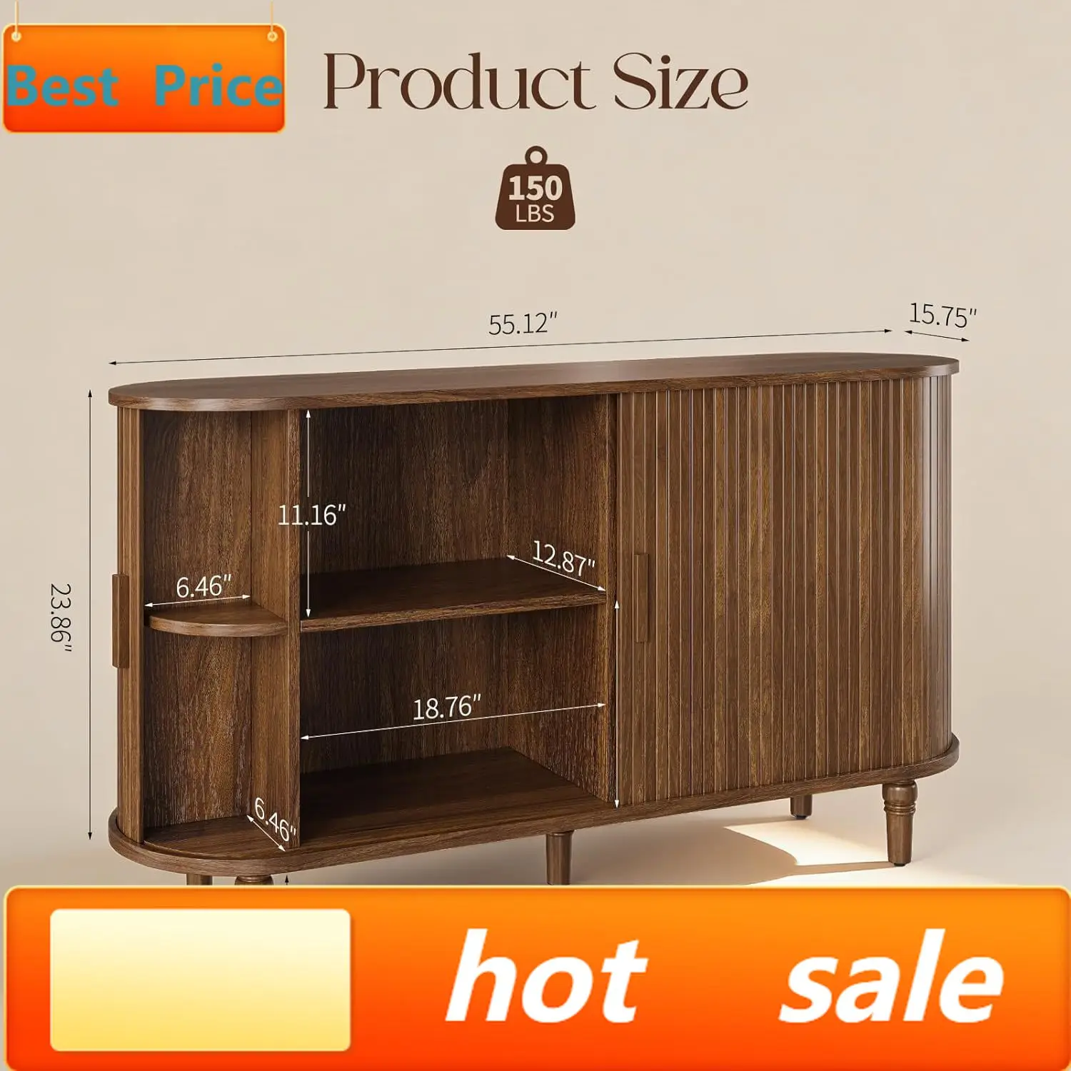 

Хит продаж: Буфет-сервант с отсеками для хранения – Декоративный кухонный шкаф-консоль с раздвижной дверцей и регулируемой полкой, F