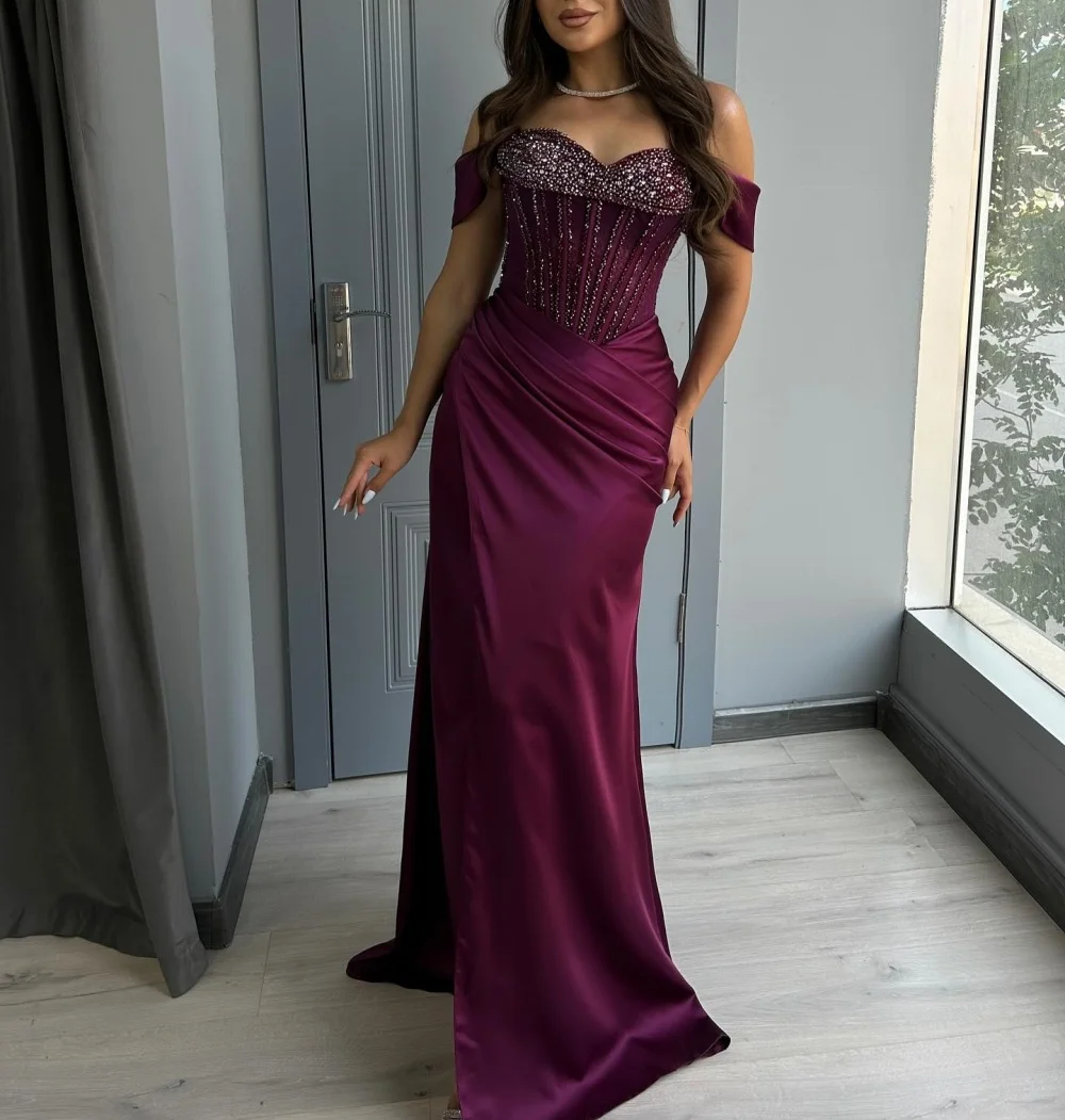 

Индивидуальные Charmeuse со стразами, темперамент, Русалка, длинные платья с открытыми плечами, блестящие женские вечерние вечерние платья на заказ