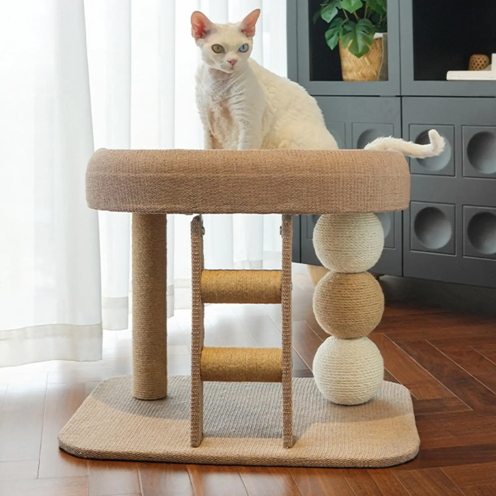 

Small Cat Tree Tower with Perch Bed Scratching Post Grinding Claws Furniture Protector Interactive Toy for Indoor Cats Kittens