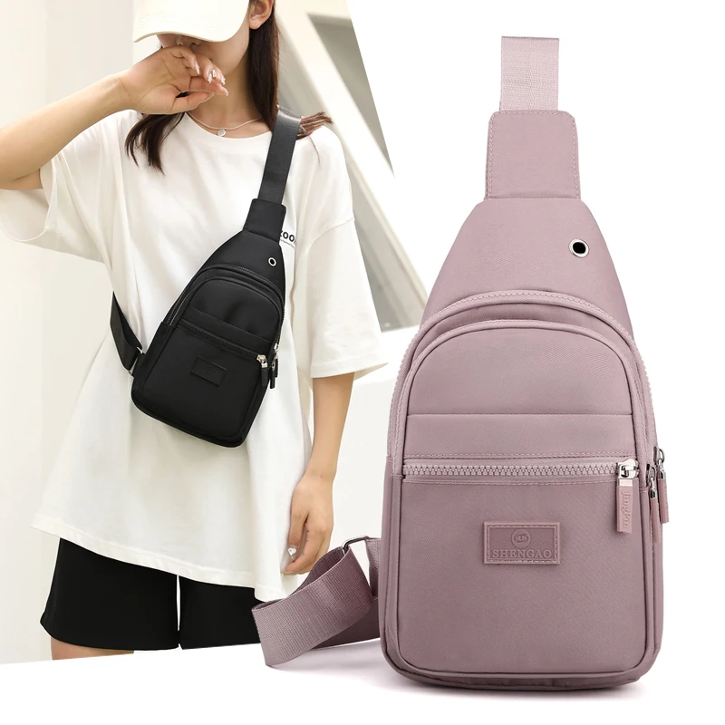 Damska torba na klatkę piersiową Pure Color Nylonowa torba damska Dobrej jakości torba na ramię Casualowa damska torba typu Crossbody Modna torebka damska