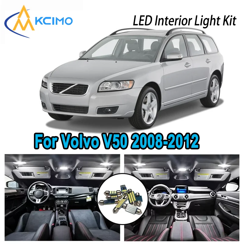 

Высококачественный светодиодный комплект интерьера для Volvo V50 2008-2012 2009 2010 2011 2012, автомобильные лампы премиум-класса без ошибок с куполом и картой багажника