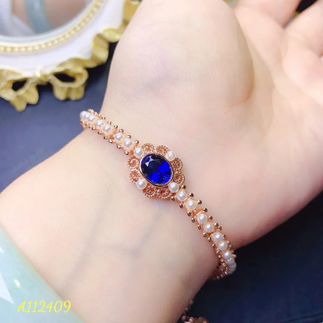 

KJJEAXCMY Natural Sapphire Pearl Women's Bracelet High Clarity Top Color Gemstone With Inspection Report Party Wedding Jewelry