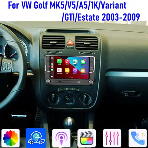64GB 7'' For VW GOLF MK5/V5/A5/GTI/Variant/Estate 2003-2009 Wireless Apple Carplay Android 15 Auto Head Unit Car Radio GPS WIFI