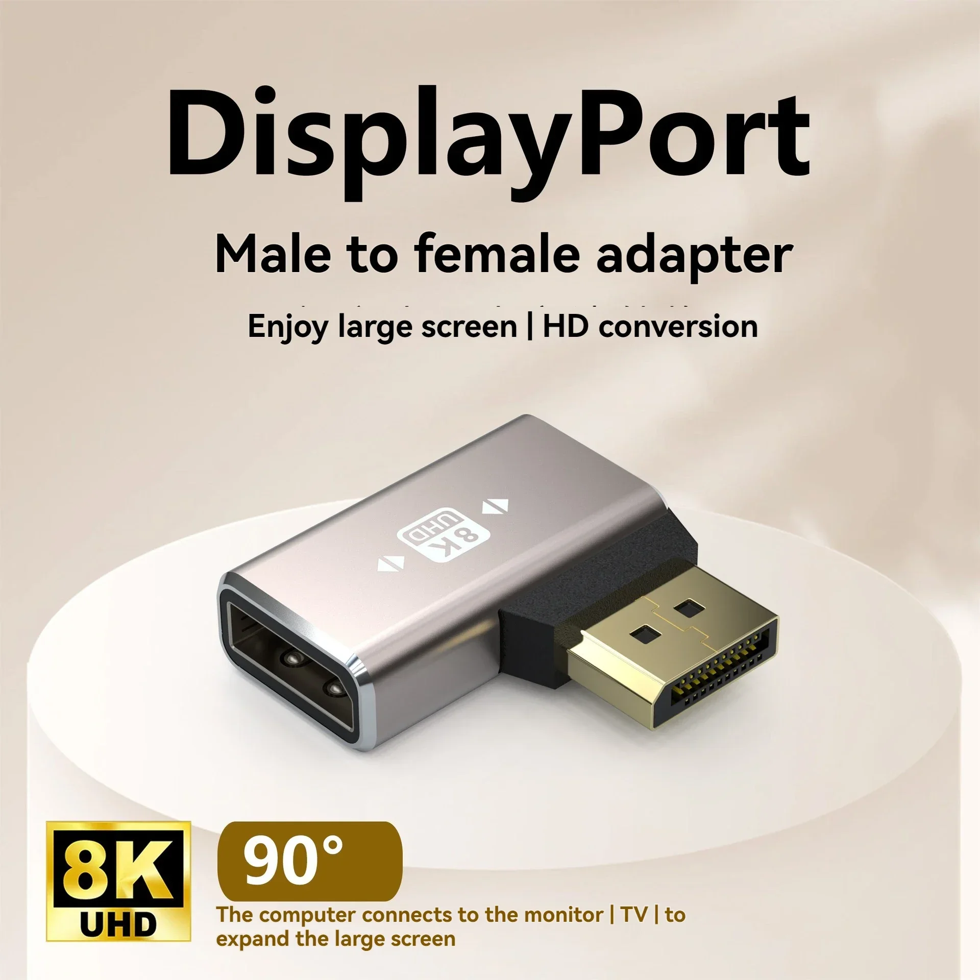 DP męski na żeński 90 stopni kąt prosty kolanko komputerowy wyświetlacz karty graficznej konwerter Displayport 4K144hz HD głowica kierownicza 8k