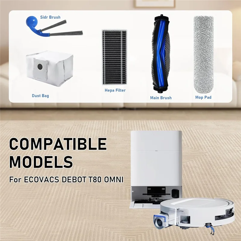 

24-Hour Delivery Accessory Set For Ecovacs Deebot T80 OMNI Vacuum Cleaner Replacement Part Main Side Brushes Dust Bags Filters