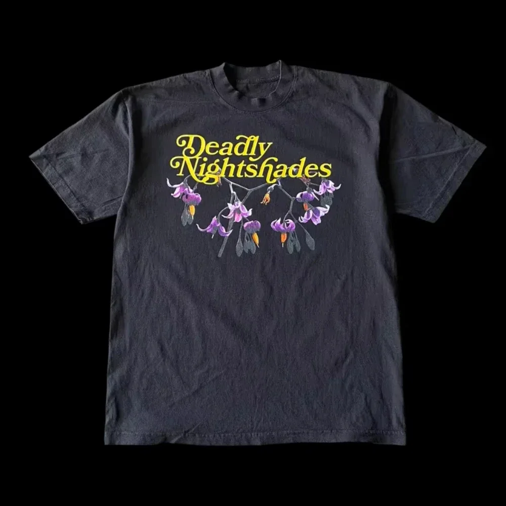 Camiseta Kawaii Y2k Grande para Hombre y Mujer, Estilo Gótico Vintage Harajuku, Estampado Clásico de Flor de Melocotón, Camiseta Casual de Manga Corta con Cuello Redondo