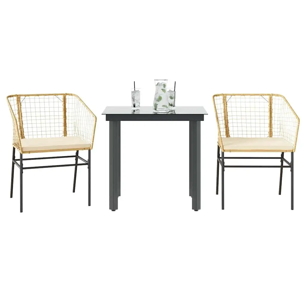 

Brown Poly Rattan Outdoor Garden Dining Set Cozy 2-Seater Furniture for Patio Lawn and Backyard Use
