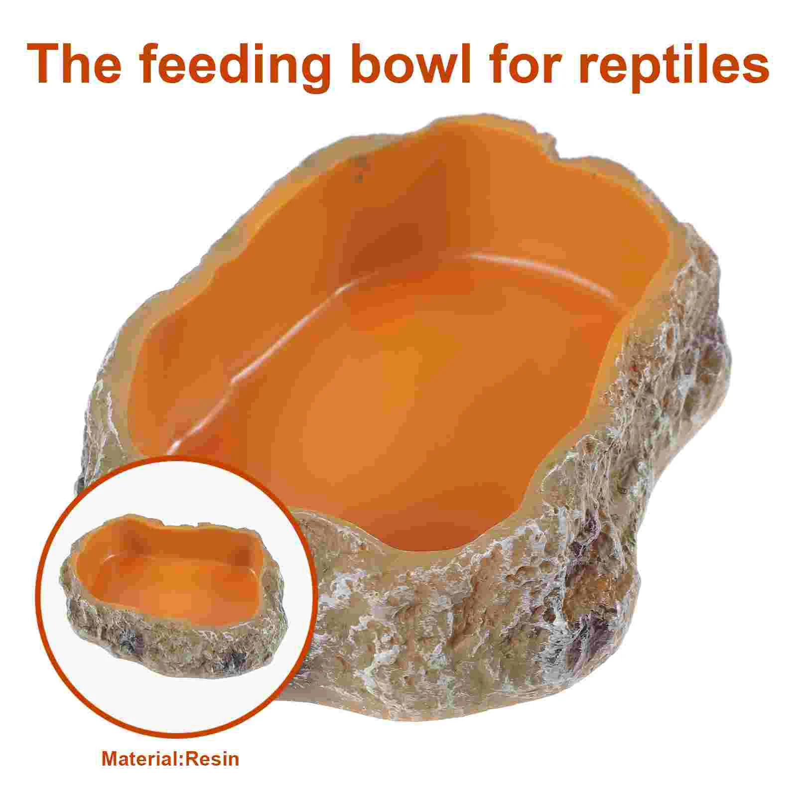 Reptile Water Dish Worm Feeder Food Bowl Rock Reptile Feeding Dish for Leopard Gecko Terrarium accessories for Lizard Tortoise