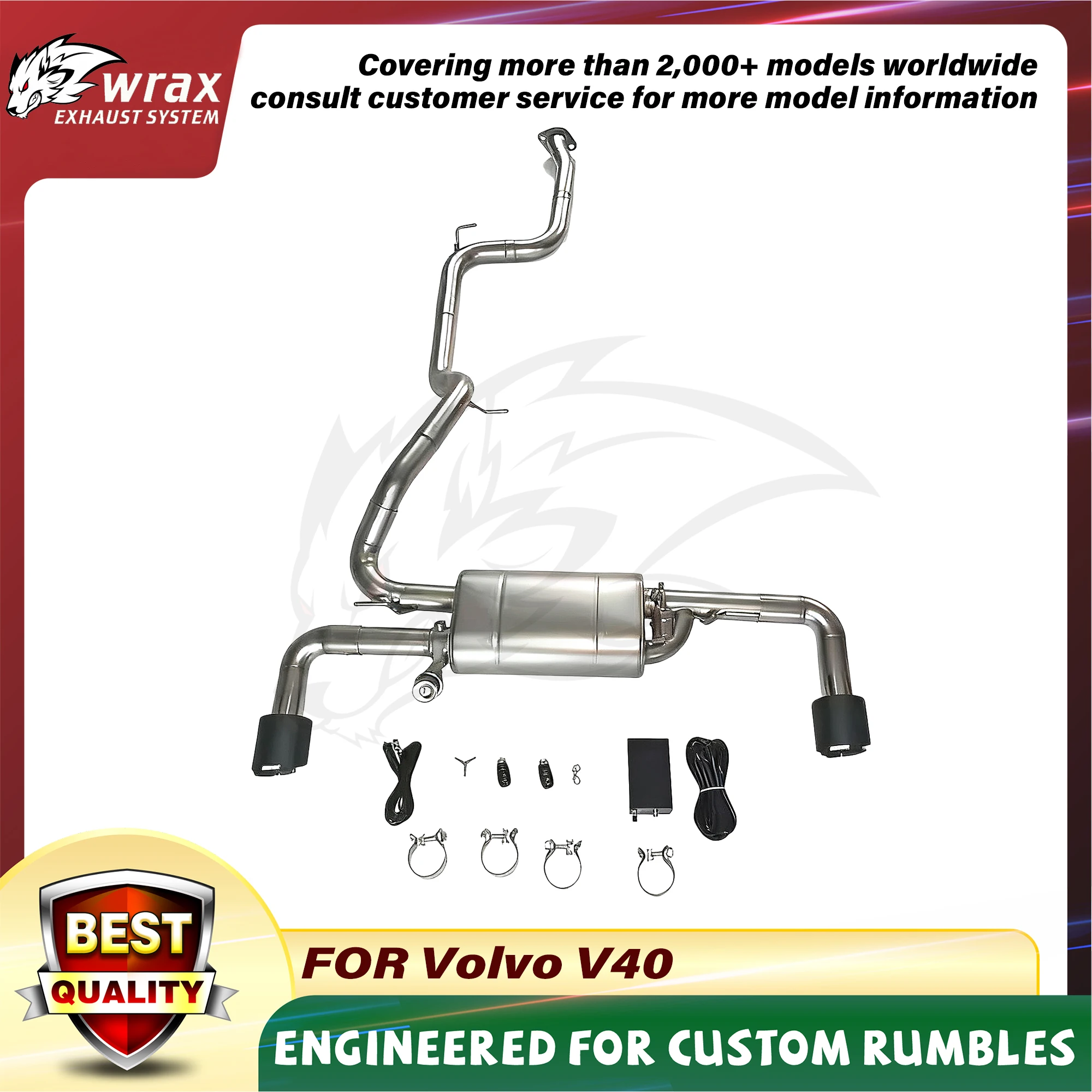 

WRAX Stainless Steel Valve Catback for Volvo V40 Performance Exhaust Modification Plug-and-Play Support Customization