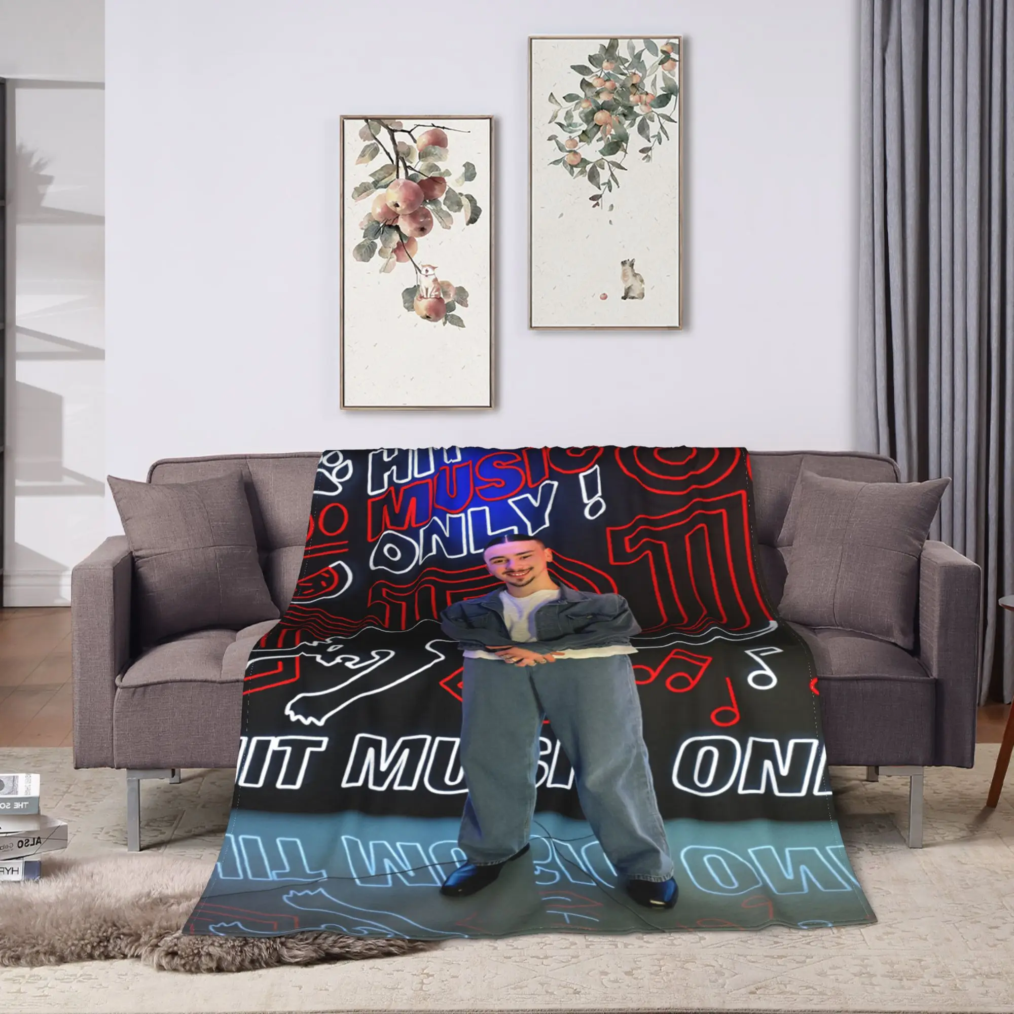 Pierre Edgar French Singer Flannel Blanket Winter Warm Throw Blanket for Boy Girl Home Decor Print Bedspread Sofa Bed Cover