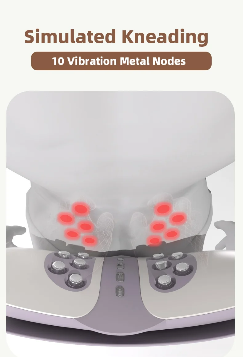Electric Lumbar Traction Device Wireless Waist Back Massager Back Stretcher with 10 Metal Heads Deep Kneading for Total Relax