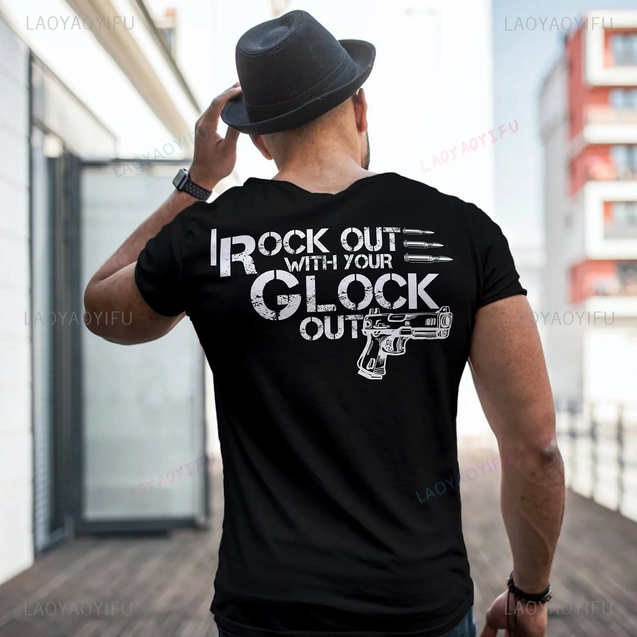 In Glock We Trust Print Vintage 80s 90s 100%Cotton T-Shirt Funny Gothic T Shirt Men Short Sleeve Unisex Harajuku Streetwear Tops