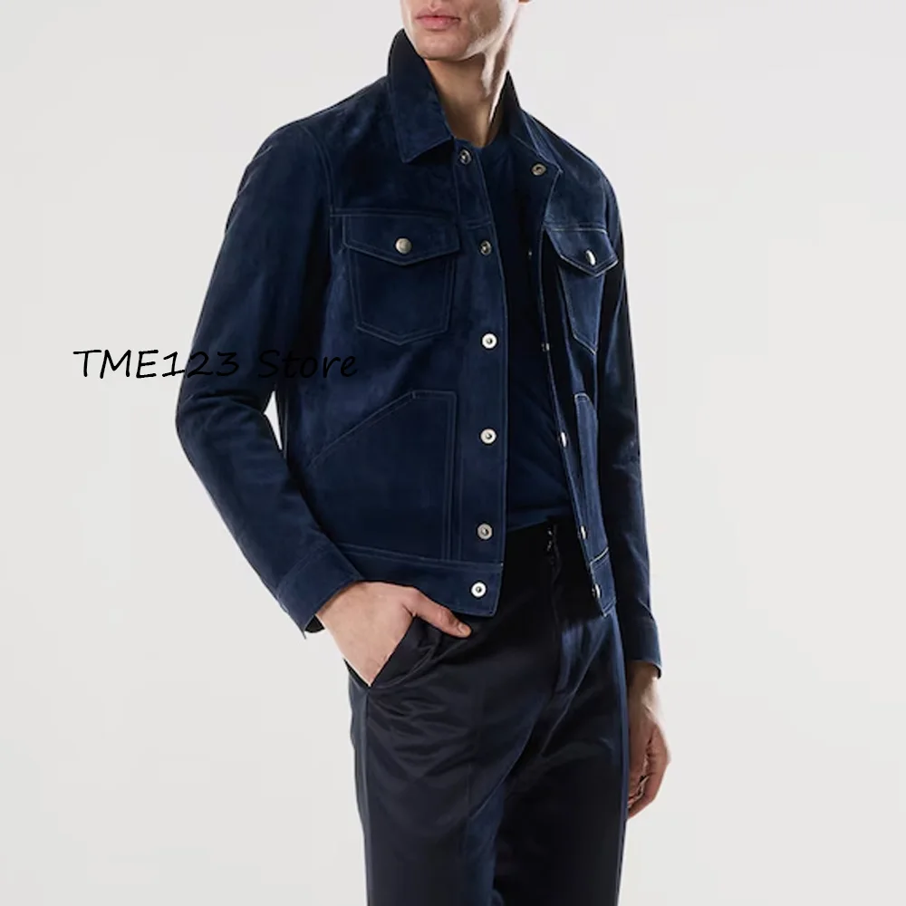 

Модные пиджаки, повседневные однобортные мужские пальто с лацканами, мужская куртка с четырьмя карманами, стильные костюмы из замшевой ткани, блейзер, одежда